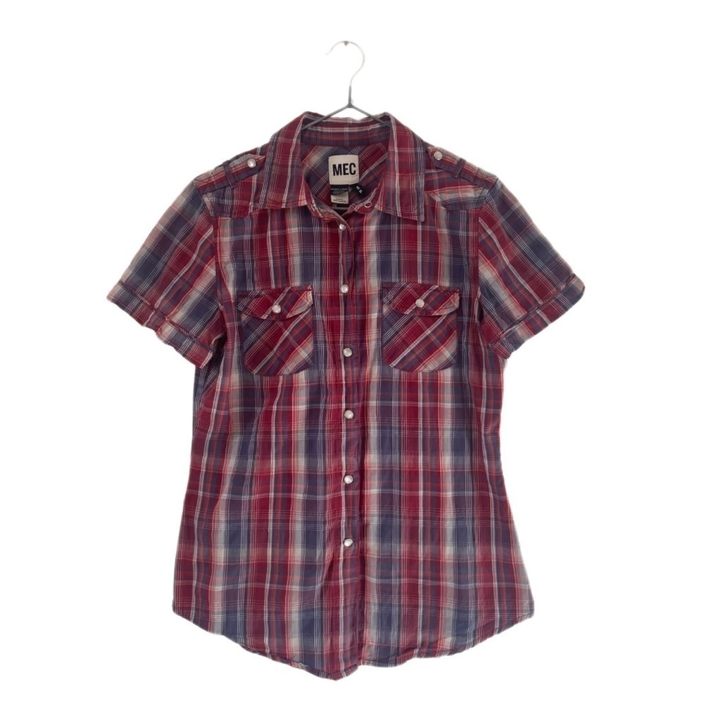 MEC Red/Blue Plaid Country Stampede Pearl-Snap Slim Blouse Size Small